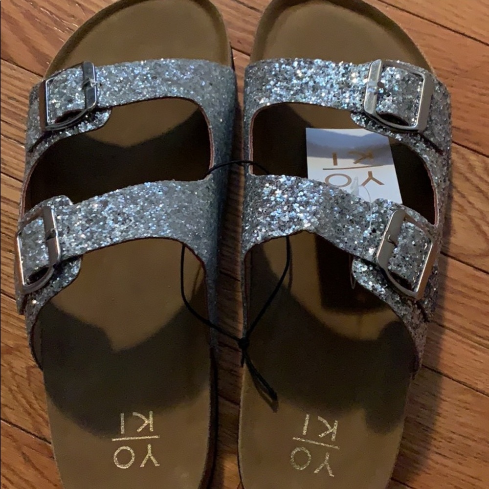 Silver Glitter Sandals NWT